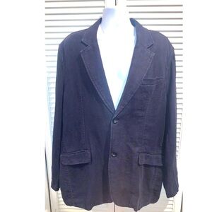 Breakwater Linen Blazer Jacket Navy Blue Mens Casual Unstructured XL